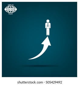 business man climbs graph bars