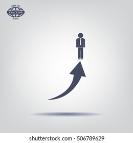 business man climbs graph bars