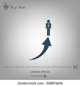 business man climbs graph bars