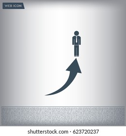 business man climbs graph bars
