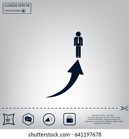 business man climbs graph bars