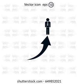 business man climbs graph bars