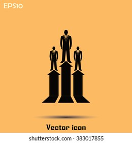 Business man climbs up. Vector illustration career.