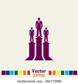 Business man climbs up. Vector illustration career.