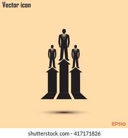 Business man climbs up. Vector illustration career.