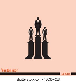 Business man climbs up. Vector illustration career.