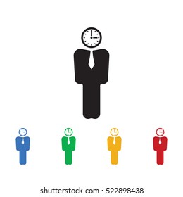 Business man with clock head icon. Business icons set of colors