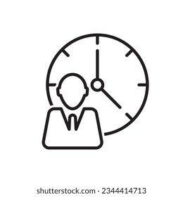 business man and clock icon, time management symbol