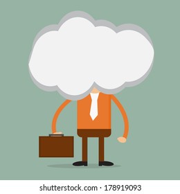 Business man with cloud on his head concept