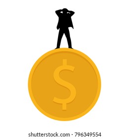 Business man coin vector. free space for text. wallpaper. background. business vector.