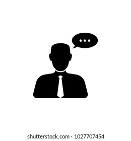 business man with a communication bubble icon. ommunication element icon. Premium quality graphic design. Signs and symbols collection icon for websites, web design, mobile app on white background