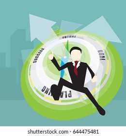 Business man and compass business concept