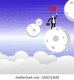 Business man competition space galaxy star dust comet concept background. business vector illustration