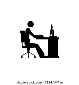 business man at the computer icon. Element of people at work icon for mobile concept and web apps. Detailed business man at the computer icon can be used for web and mobile on white background