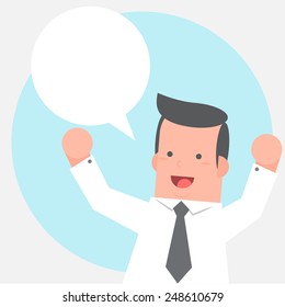 Business man with computer in the office - vector