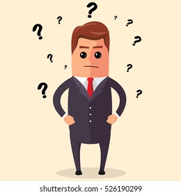 Business man is confused, Business concept - vector illustration