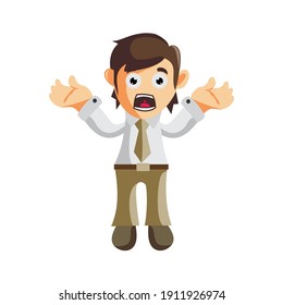 Business man Confused gesture cartoon character Illustration design creation Isolated