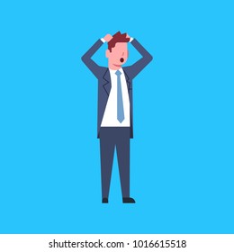 Business Man Confused Office Worker Character Businessman Stressed Isolated Flat Vector Illustration