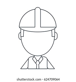 business man construction helmet thin line