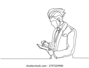 Business man contour drawing concept with vector design.