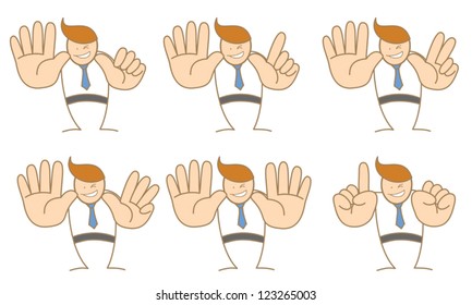 business man counting number six to ten
