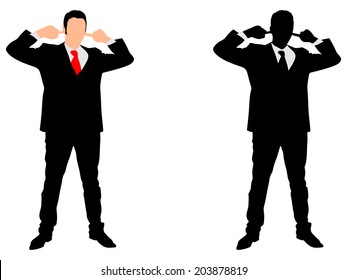 business man covering ears, vector