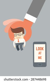 business man crying leaving mobile phone  mobile phone addicted concept