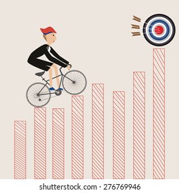 The Business man cycling to the target