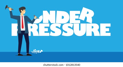 a business man is damaging sentences under pressure vector illustration