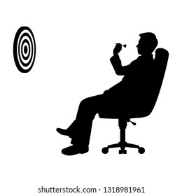 Business man with dart silhouette vector