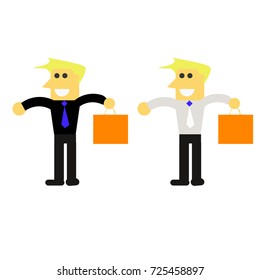 Business man design Two people shirt color,back,white hair yellow Vector illustration