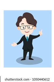 Business man design of vector. presenting and happy. vector and illustration.