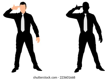 Business man despair suicide behavior, vector