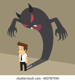 business man with devil shadow that come from within him. vector