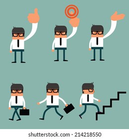 Business man in Different Actions Set - Vector Illustration for Your Business .
