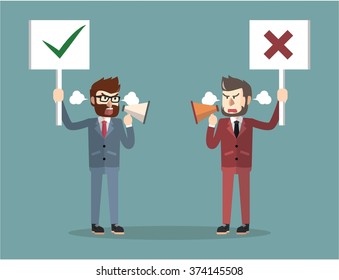 Business man different sign