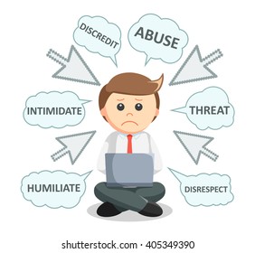 Business man digital bullying text