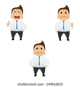 Business man doing actions collection on white background