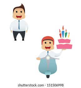 Business man doing actions collection on white background