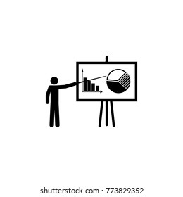 Business man doing a presentation with infographic,diagram,chart statistic and business analysis icon on white background