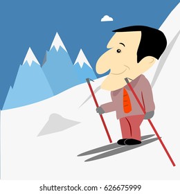 Business Man Doing Smooth Skiing Illustration