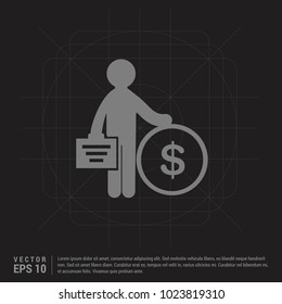 Business Man and Dollar Icon - Black Creative Background
