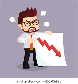 Business man down graphic statistic