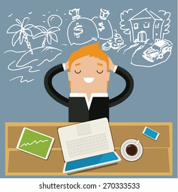 Business man dreaming. Concept of big dreams