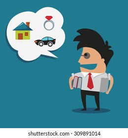 Business man dreaming. Concept of big dreams