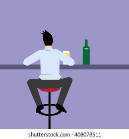Business man  drinking beer at the bar-cartoon vector 