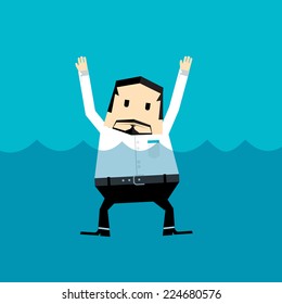Business man drown concept. vector illustration