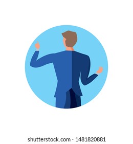 business man elegant in frame circular