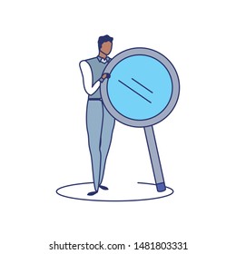 business man elegant with search magnifying glass