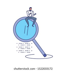 business man elegant with search magnifying glass vector illustration design